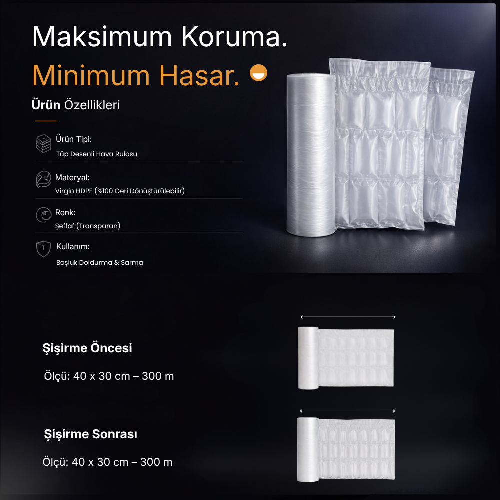 Tüp Desenli Hava Yastığı Rulosu